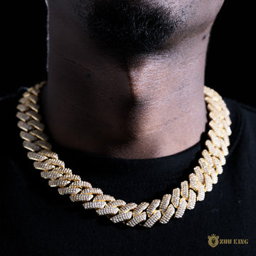 19mm 3-row Iced Prong Cuban Chain In 18k Gold ZUU KING